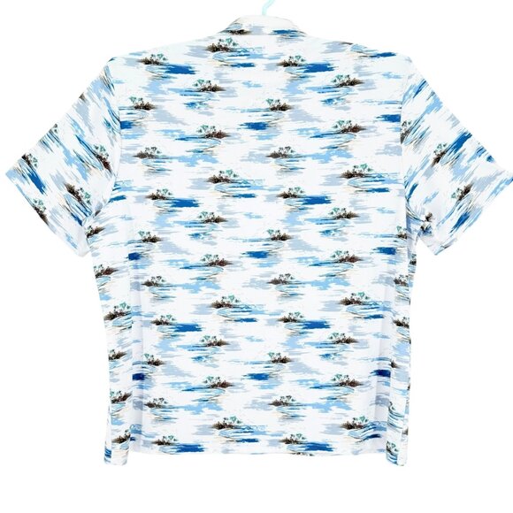 Chaps Golf Mens 4-Way Stretch Super Soft Printed Bright White Polo Shirt 2XL NWT - Picture 2 of 11